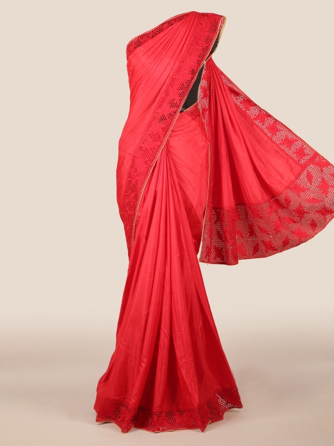 

Pothys Red & Beige Art Silk Solid Saree