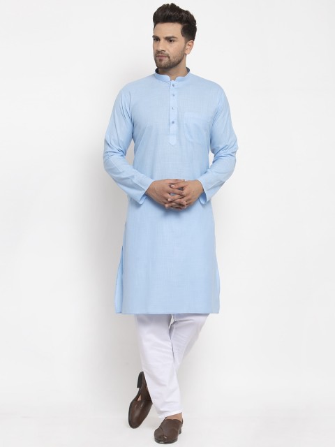 

GRACIT Men Blue & White Solid Kurta with Pyjamas