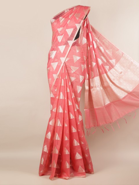 

Pothys Peach-Coloured & Gold-Coloured Cotton Blend Woven Design Saree
