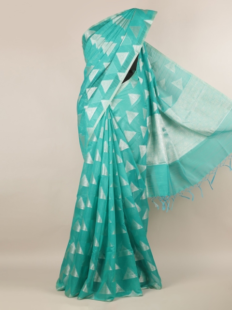 

Pothys Green & Silver-Coloured Cotton Blend Woven Design Saree