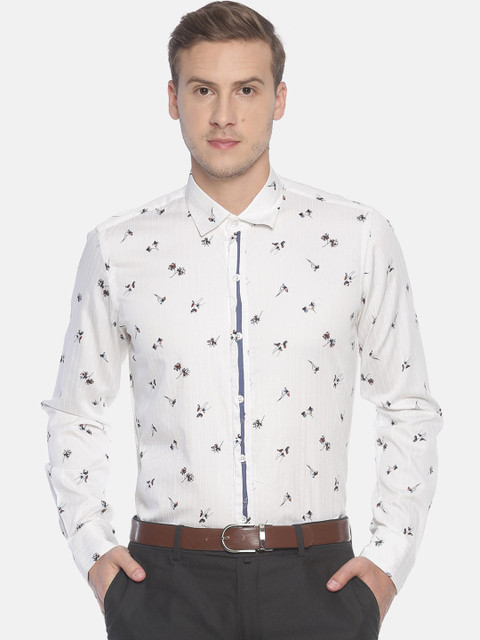 

COUPER & COLL Men White Slim Fit Printed Casual Shirt