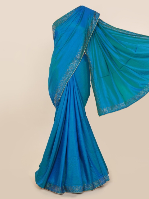 

Pothys Blue Solid Art Silk Saree