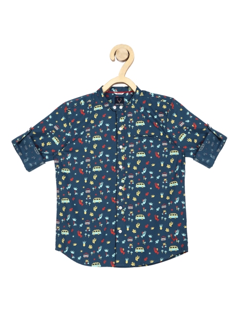 

Allen Solly Junior Boys Teal Regular Fit Printed Cotton Casual Shirt