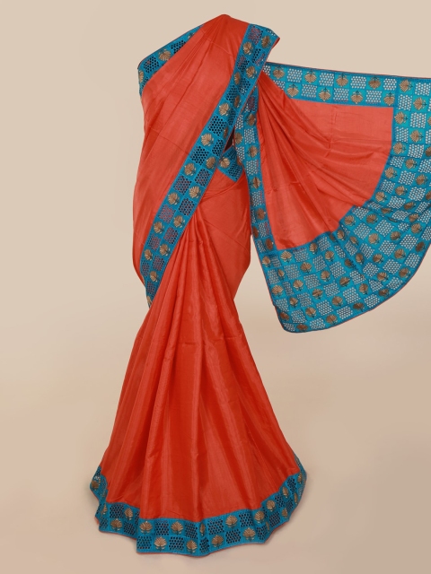 

Pothys Rust & Blue Art Silk Solid Saree