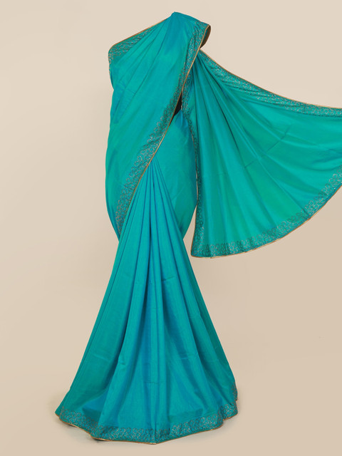 

Pothys Green Solid Art Silk Saree
