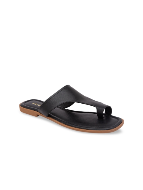 

ERIDANI Women Black Solid Open Toe Flats