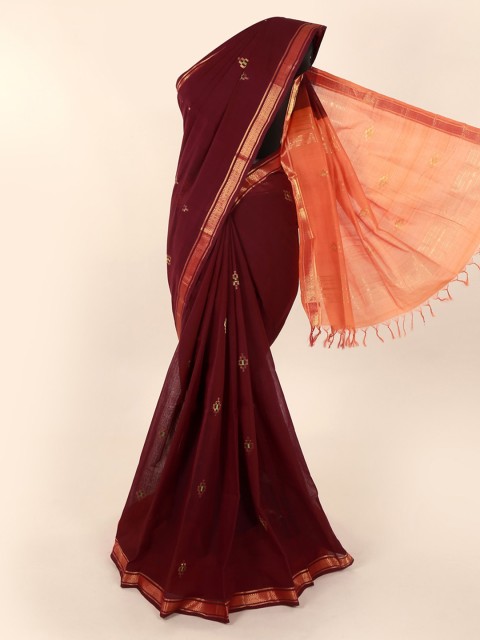 

Pothys Maroon Solid Sustainable Saree