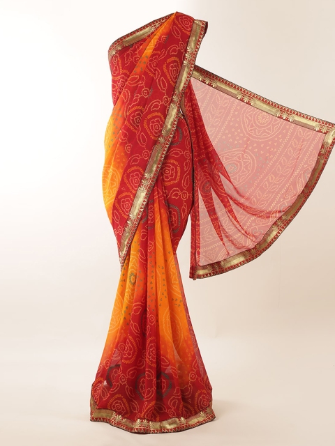 

Pothys Mustard Poly Georgette Printed Banarasi Saree