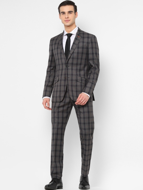 

SIMON CARTER LONDON Men Grey & Navy Blue Checked Suit