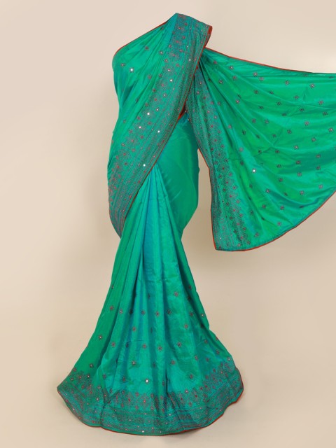 

Pothys Green Embroidered Art Silk Saree
