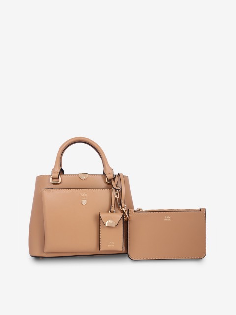 

LYN Tan Solid Handheld Bag With Pouch