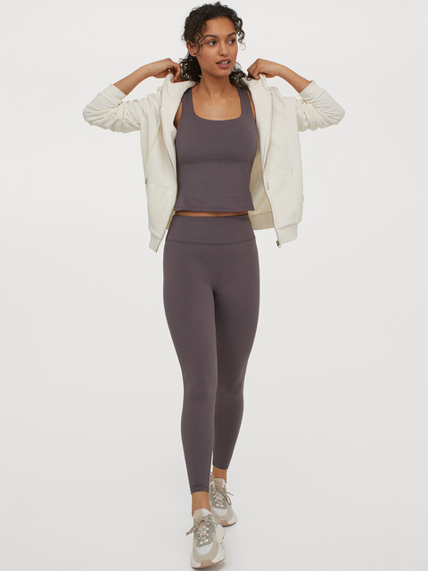 

H&M Women Grey Solid High Waist Sports Sustainable Tights