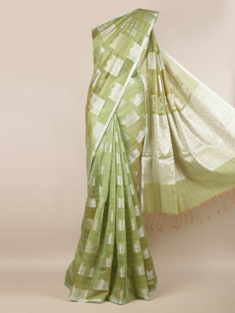 

Pothys Green & Silver-Coloured Cotton Blend Woven Design Saree