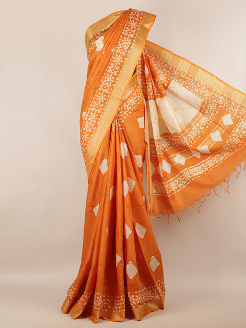 

Pothys Mustard Brown & Gold-Coloured Linen Blend Woven Design Banarasi Saree