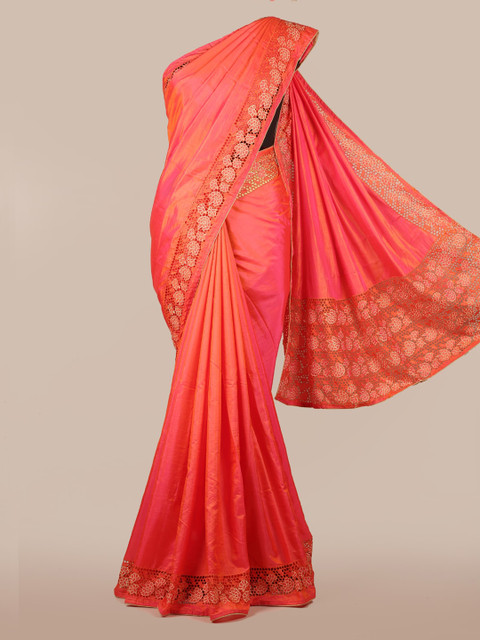 

Pothys Pink Solid Art Silk Saree