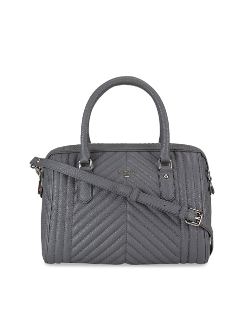 

Da Milano Grey Solid Leather Handheld Bag