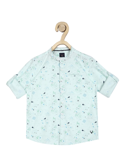 

Allen Solly Junior Boys Blue & Grey Regular Fit Printed Cotton Casual Shirt
