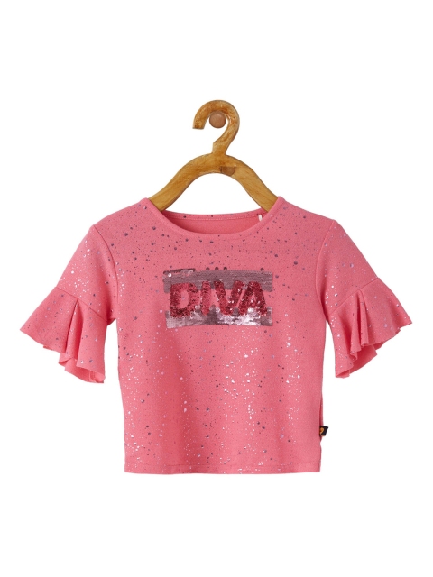 

VITAMINS Pink Embellished Flared Sleeves Top