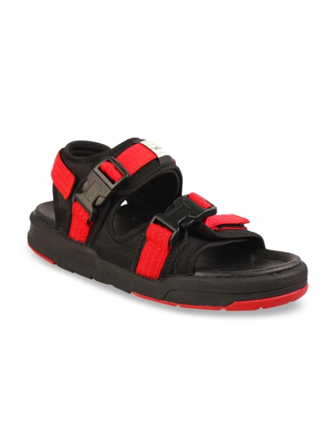 

Vento Men Red & Black Solid Sports Sandals