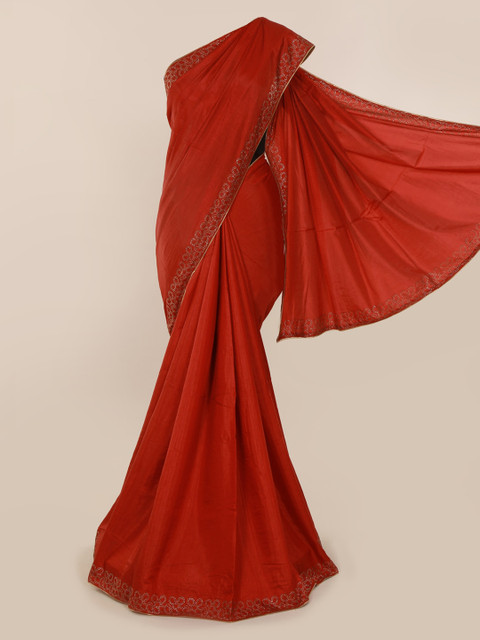 

Pothys Maroon Solid Art Silk Saree