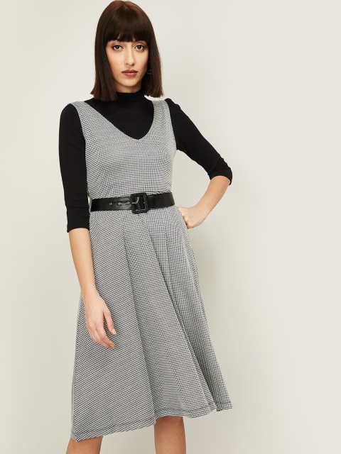 

CODE by Lifestyle Women Black Checked Fit and Flare Dress