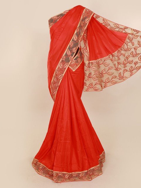 

Pothys Red Solid Art Silk Saree