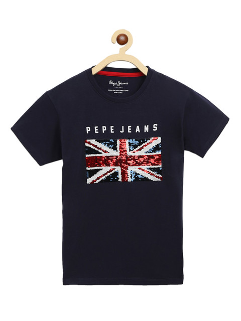 

Pepe Jeans Boys Navy Blue Brand Logo Print Tshirt