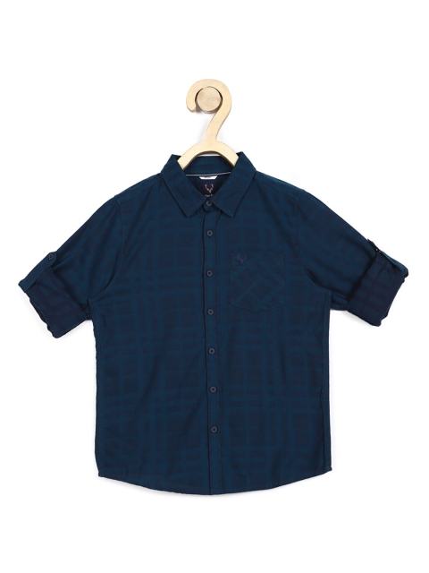 

Allen Solly Junior Boys Navy Blue Slim Fit Checked Casual Shirt