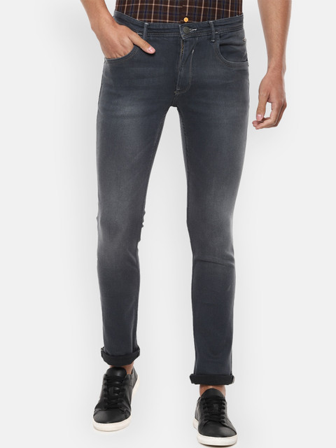 

V Dot Men Grey Slim Fit Mid-Rise Clean Look Jeans