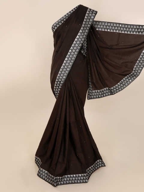 

Pothys Black Solid Art Silk Saree