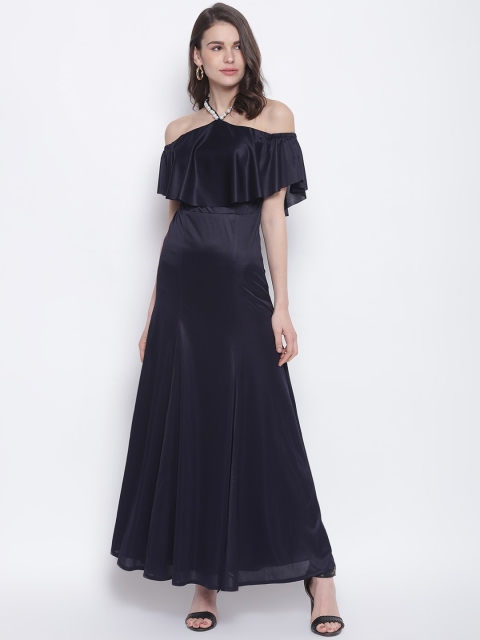 

TRENDY DIVVA Women Navy Blue Solid Maxi Dress