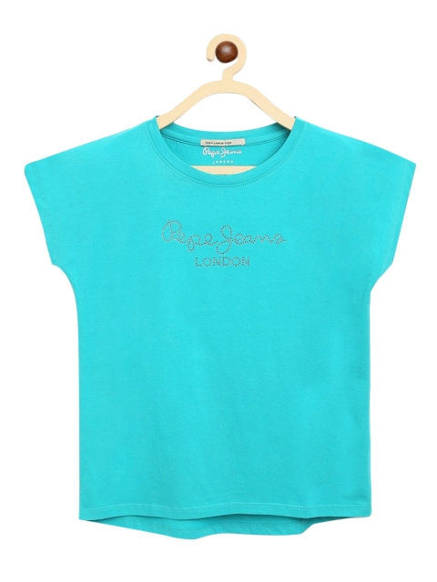 

Pepe Jeans Girls Blue Brand Logo Embellished Tshirt