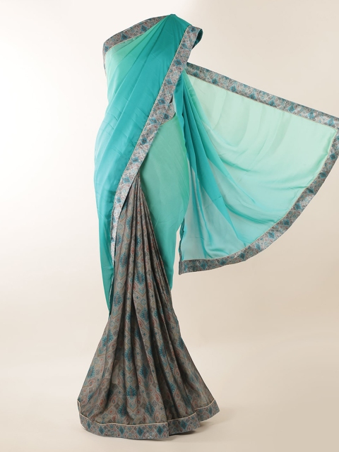 

Pothys Blue Solid Linen Blend Saree