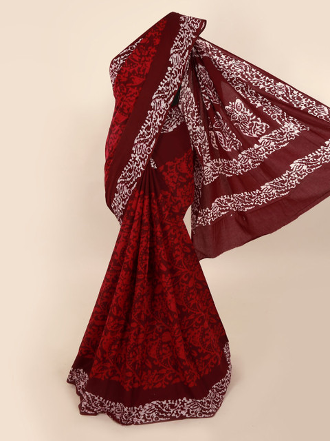

Pothys Red & Off-White Pure Cotton Printed Saree