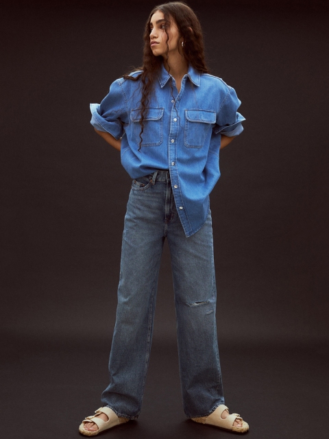 

H&M Women Blue Wide High Jeans