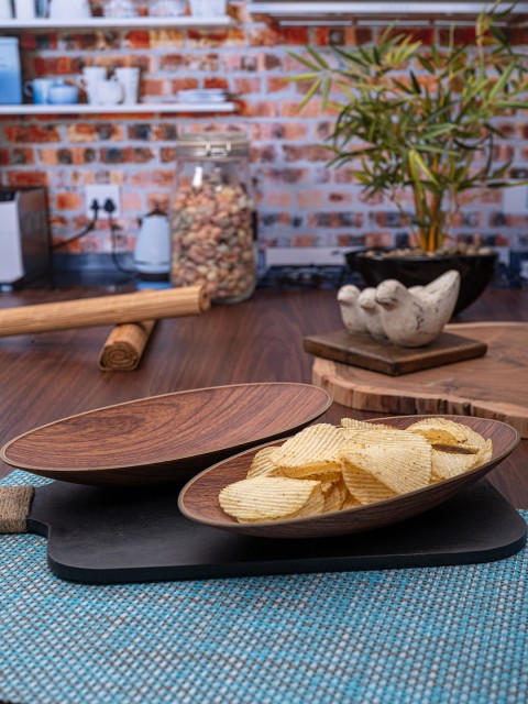

GOODHOMES Set of 2 Brown Wooden Finish Multi Purpose Serving Dish