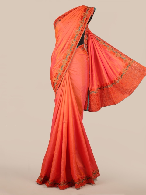 

Pothys Orange Solid Art Silk Saree
