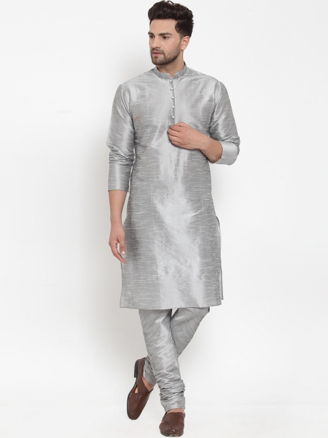 

GRACIT Men Silver-Toned Self Design Kurta with Pyjamas