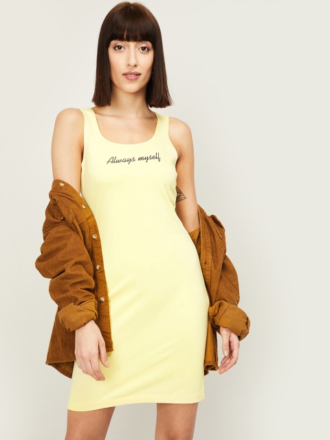 

Ginger by Lifestyle Women Yellow Printed Sheath Dress