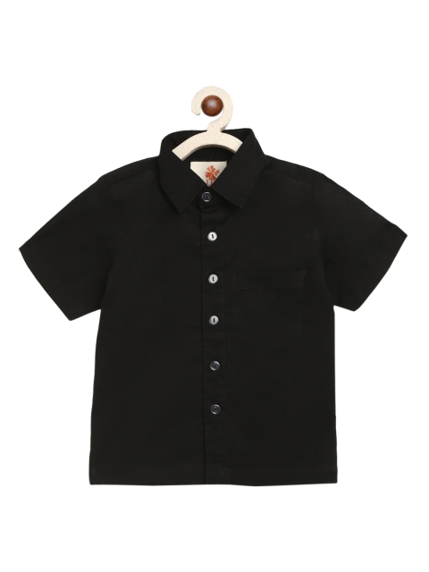 

charkhee Boys Black Regular Fit Solid Casual Shirt