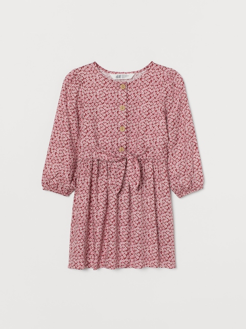 

H&M Girls Red Printed Tie-detail Viscose Dress
