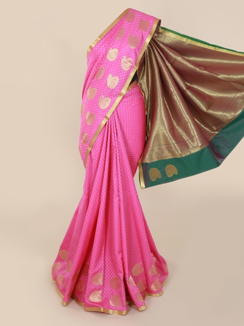 

Pothys Pink & Gold-Toned Art Silk Woven Design Saree