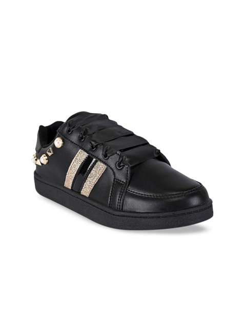 

KazarMax Women Black Studded Memory Foam Sneakers