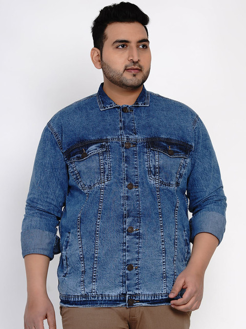 

John Pride Men Blue Printed Lightweight Denim Jacket