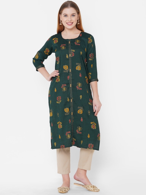 

TANKHI Green Floral Printed Kurta