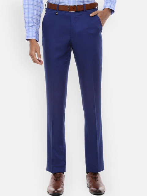 

V Dot Men Blue Skinny Fit Solid Formal Trousers