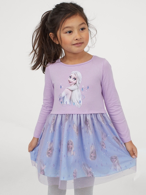 

H&M Girls Purple Tulle-Skirt Jersey Dress