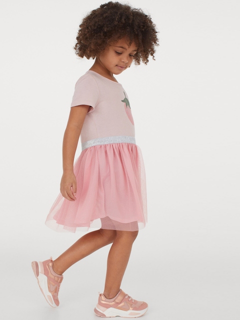 

H&M Girls Pink Tulle-Skirt Jersey Dress