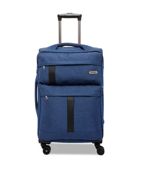

NOVEX Blue & Black Solid Soft-Sided Trolley Suitcase