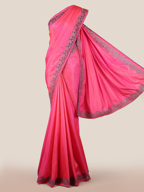 

Pothys Pink & Blue Art Silk Embroidered Saree